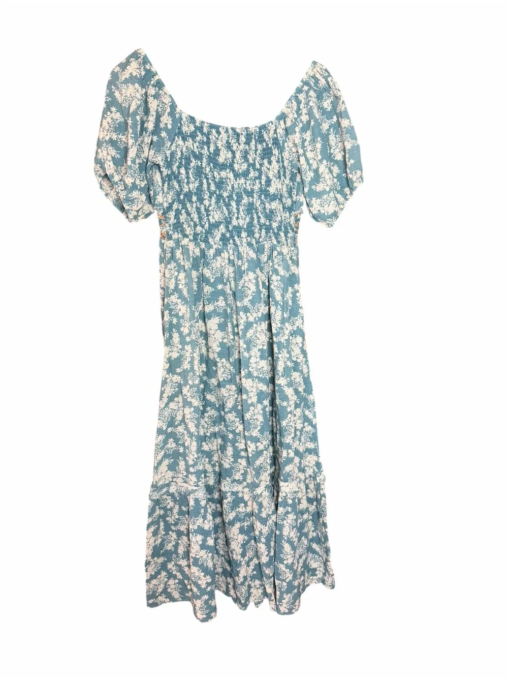 Free People Ellie Boho Cottagecore Floral Mini Dress Seafoam Green/blue size-S